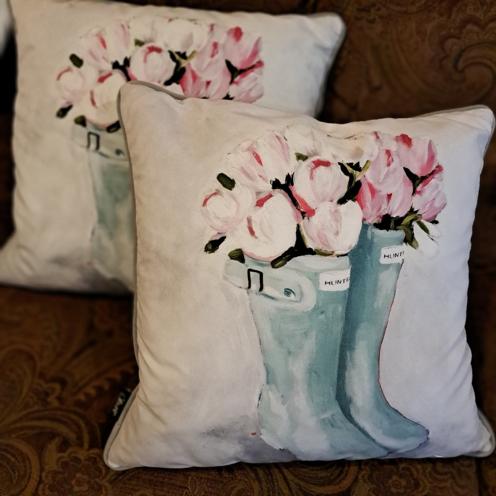 Decorative Floral and Rain Boots Pillow set (2)
